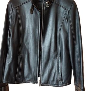 Womens Lg Black Leather Jacket Acton Old Hyde House